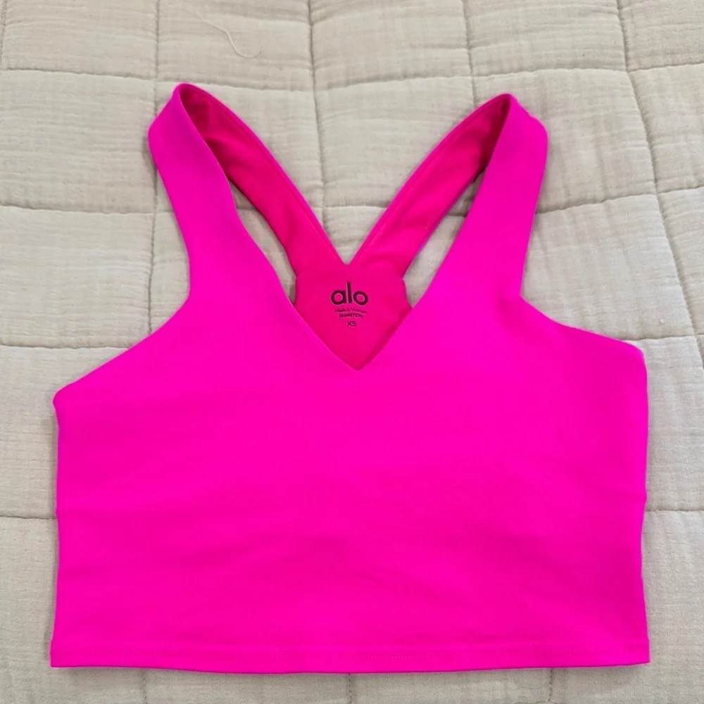 ALO Yoga Real Sports Bra Hot Pink - Picture 1 of 5